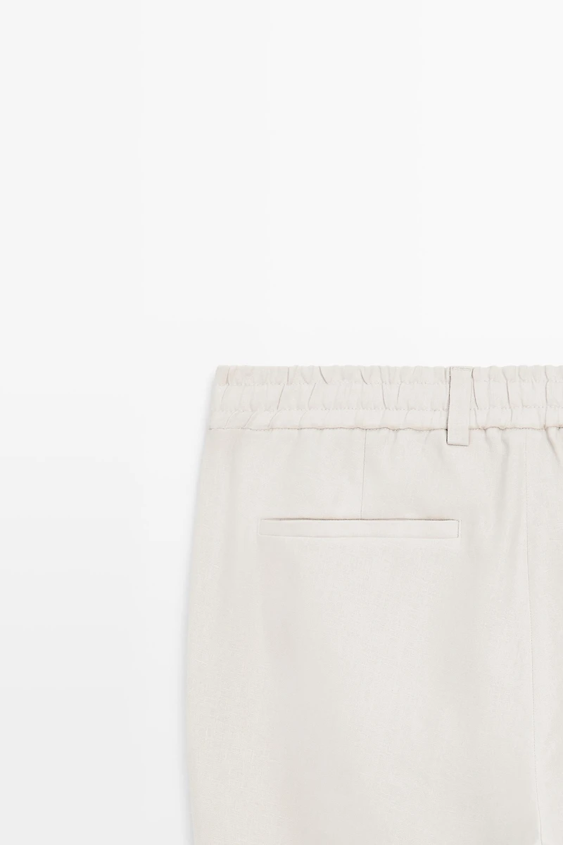 Pantalon à taille élastique 100 % lin