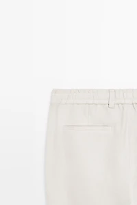 Pantalon à taille élastique 100 % lin