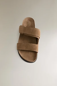 SANDALES DOUBLE BRIDE CROÛTE DE CUIR
