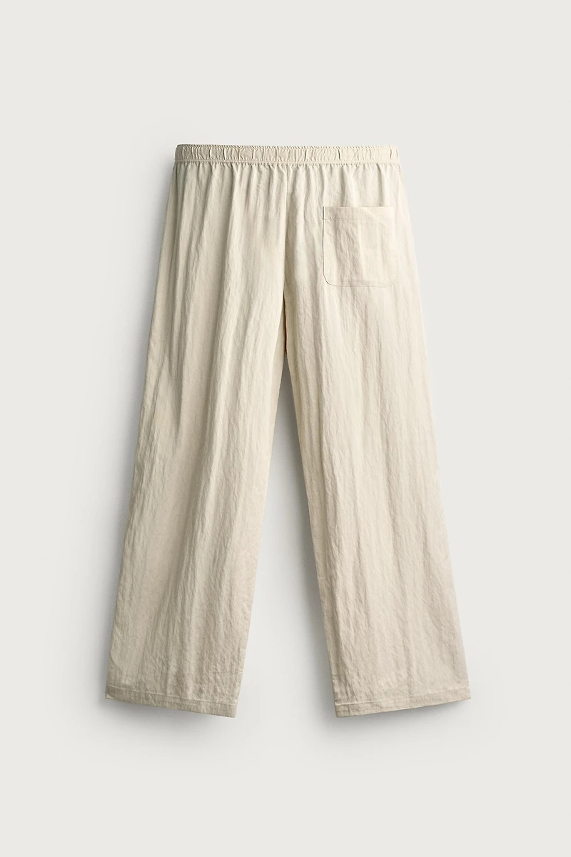 CRINKLED EFFECT TECHNICAL RELAXED FIT PANTS