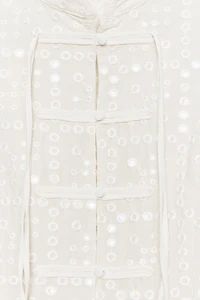 EMBROIDERED EYELET TOP WITH FROG FASTENING
