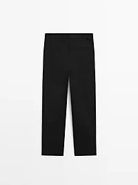 Straight-leg cotton blend trousers