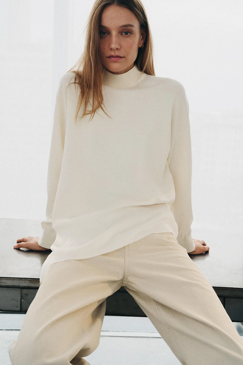 ASYMMETRIC COMBINATION KNIT JUMPER