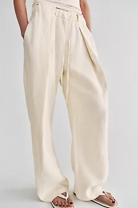 100% LINEN PLEATED PANTS ZW COLLECTION