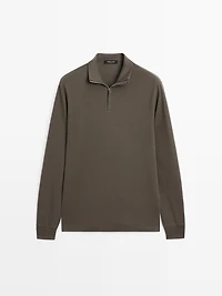 Zipped high neck polo shirt