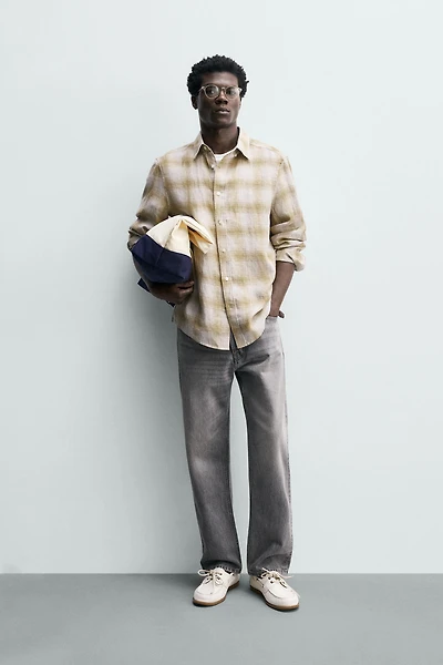 PLAID LINEN BLEND SHIRT
