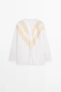 Chemisier fluide détail appliqué en lin mélangé