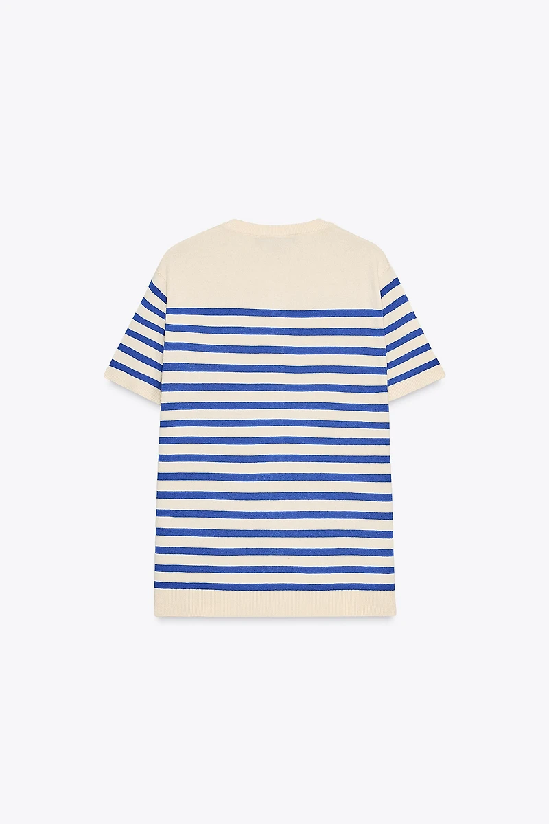 STRIPED KNIT SHORT SLEEVE JACKET