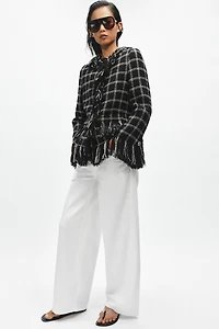 ZW COLLECTION FRINGED PLAID JACKET