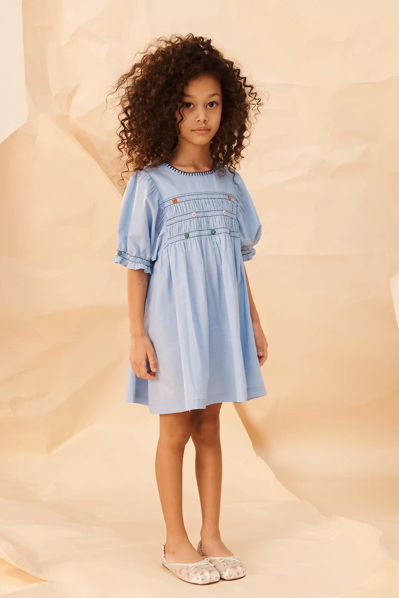 LIMITED EDITION EMBROIDERED ELASTICIZED FLORAL DRESS