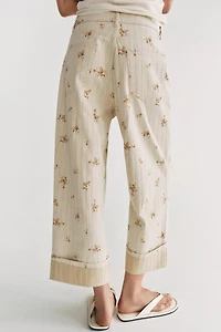 ZW COLLECTION MID-RISE TAPERED FLORAL JEANS