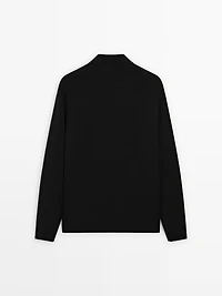 Wool and cotton knit polo sweater