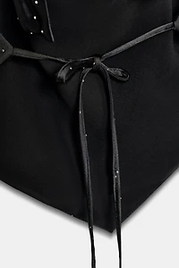RHINESTONE SATIN EFFECT HALTER TOP
