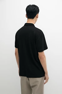 Short sleeve linen cotton polo shirt