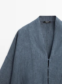 Kimono 100 % lin col en V