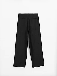 Linen blend palazzo trousers with darts