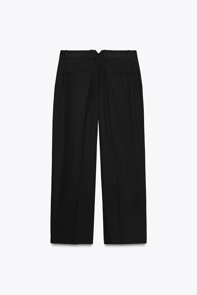 POPLIN PLEATED PANTS