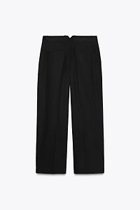POPLIN PLEATED PANTS