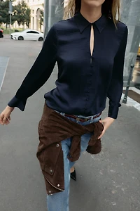 SATIN EFFECT SHIRT WITH VENT