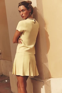 BOX PLEAT KNIT MINI SKIRT