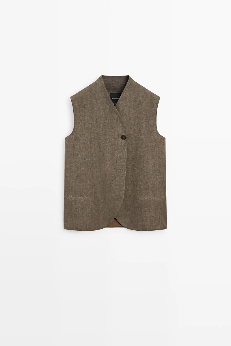 Veste sans manches en lin mélangé