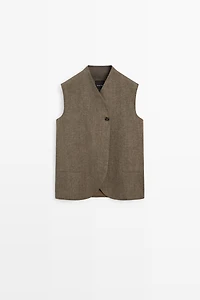 Veste sans manches en lin mélangé