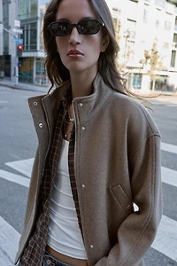 BELTED WOOL BLEND SHORT COAT