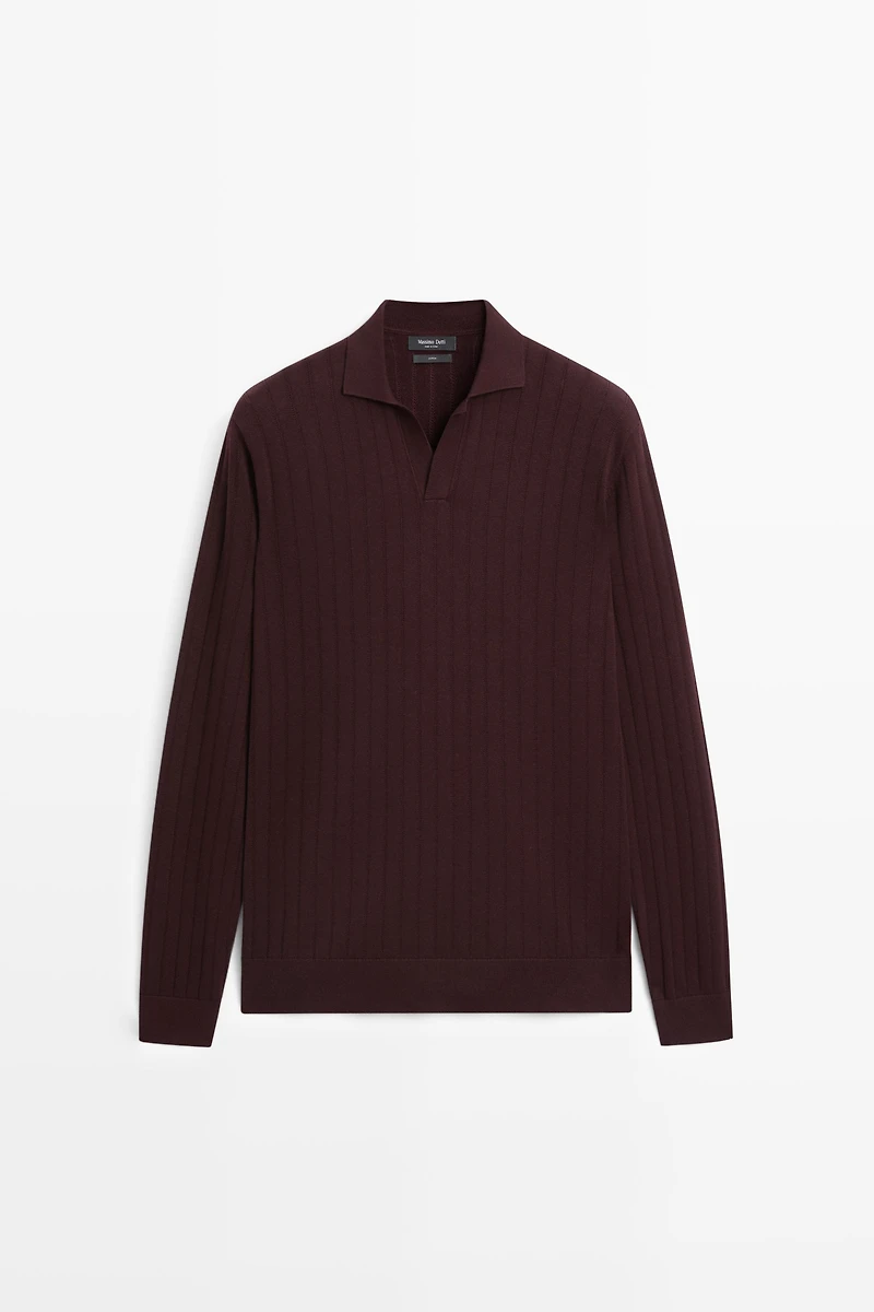 100% Cotton Knit Polo Sweater