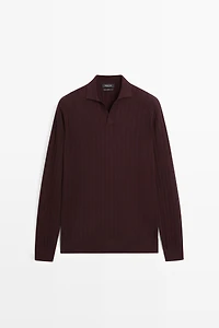 100% Cotton Knit Polo Sweater