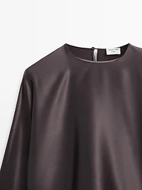 Blouse courte à manches chauve-souris 100 % soie - STUDIO