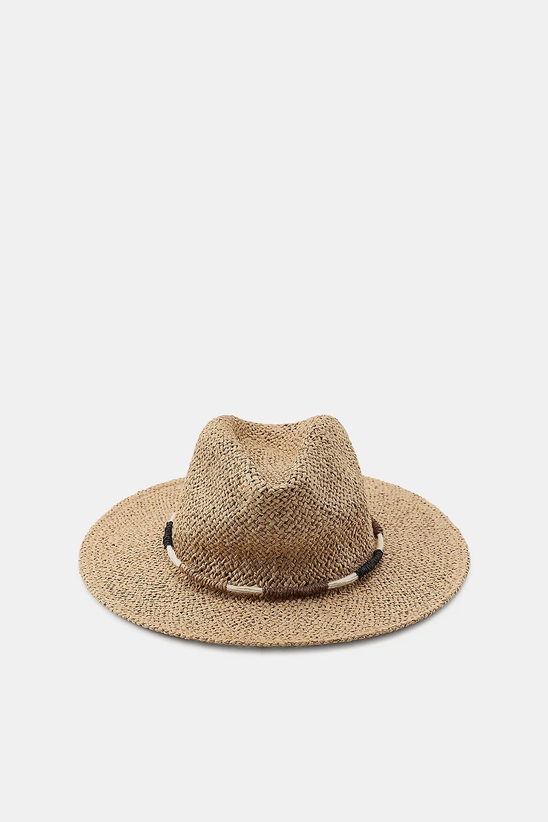 WOVEN PAPER HAT WITH CORD