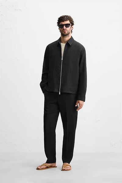 100% LINEN REGULAR FIT PANTS