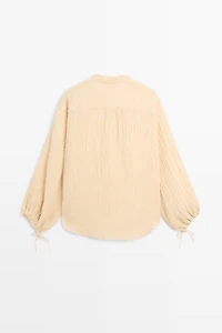 Pleated linen blend shirt