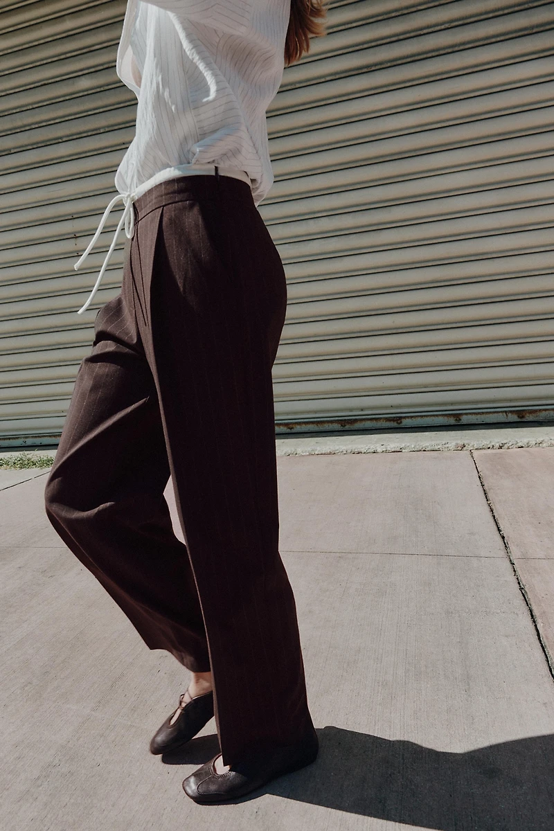 WIDE LEG PANTS WITH DOUBLE WAISTBAND