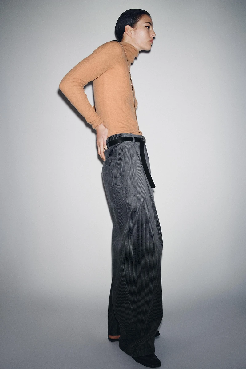 CORDUROY PLEATED PANTS ZW COLLECTION