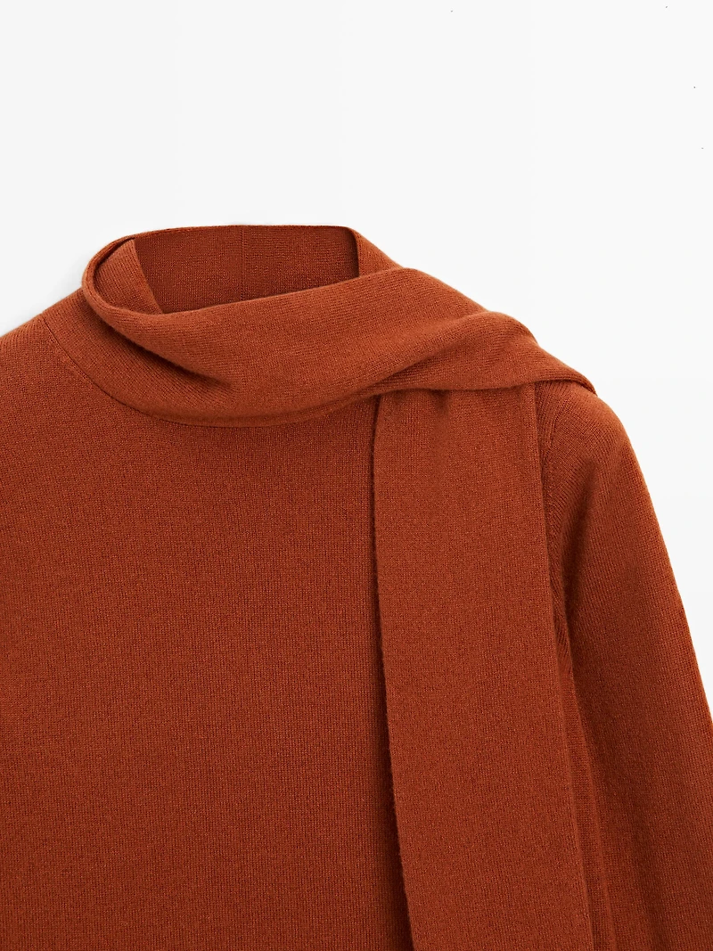 Pull écharpe en laine mélangée