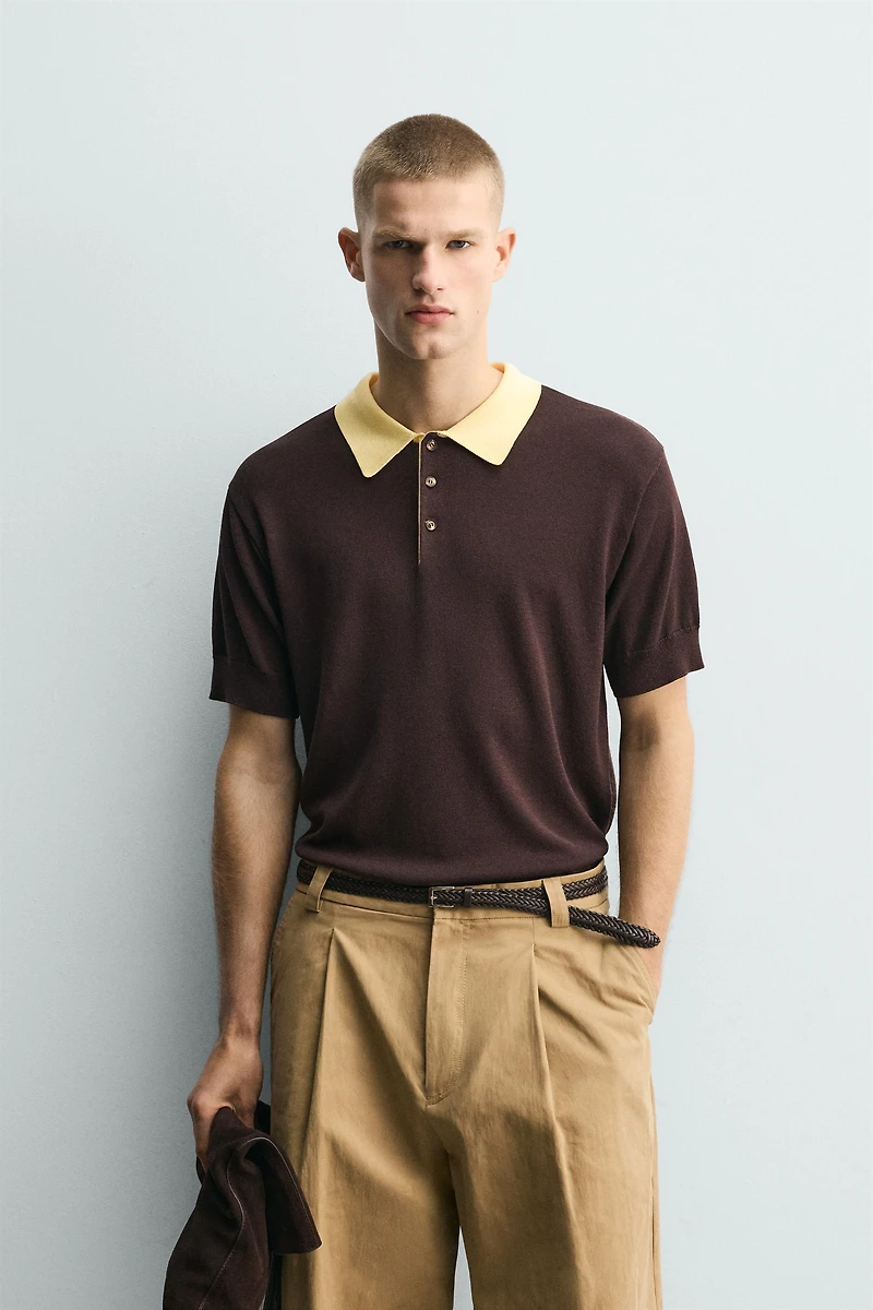 CONTRAST RELAXED FIT KNIT POLO