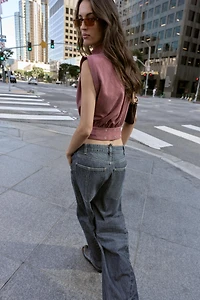 FAUX SUEDE BUCKLE TOP