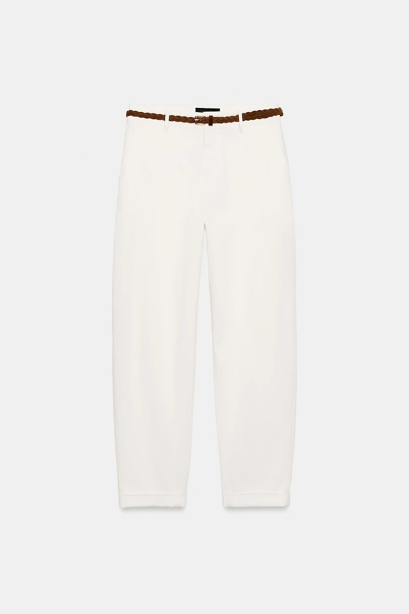 BRAIDED BELT CHINO PANTS