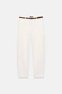 BRAIDED BELT CHINO PANTS