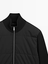 Contrast knit puffer jacket