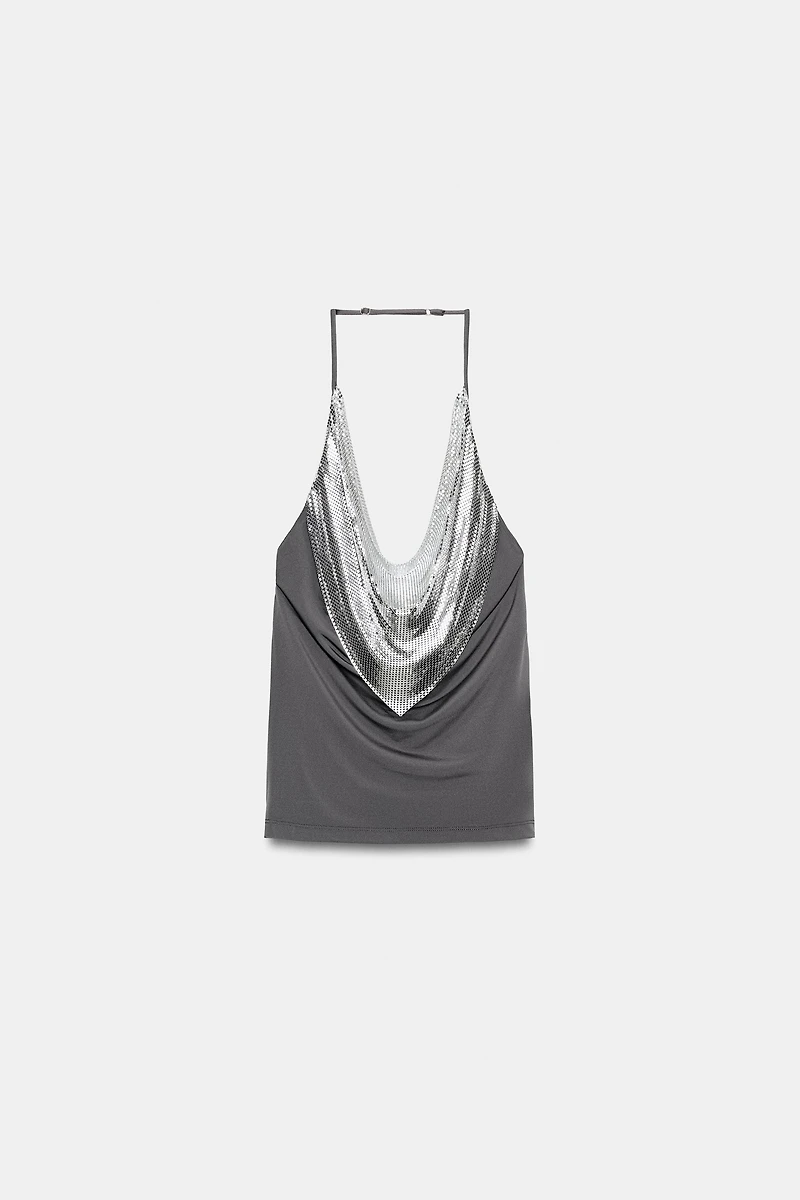 DRAPED MESH COMBO TOP