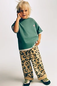 ANIMAL PRINT PLUSH STRAIGHT PANTS