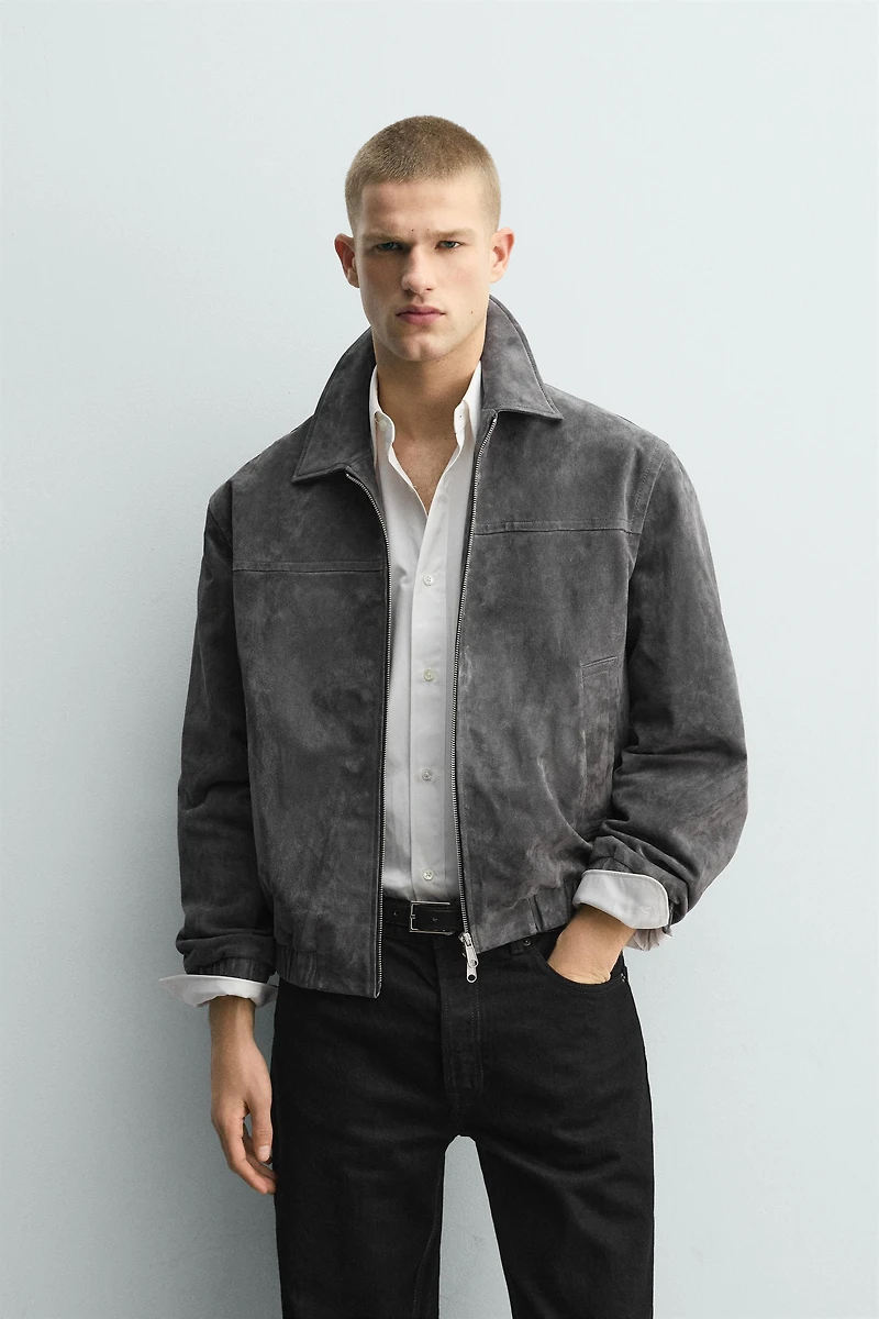 BLOUSON EN CUIR CROÛTE