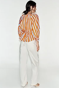 STRIPED SHIRT WITH SLIM BELT