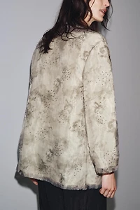 BEADED PRINT ORGANZA KIMONO