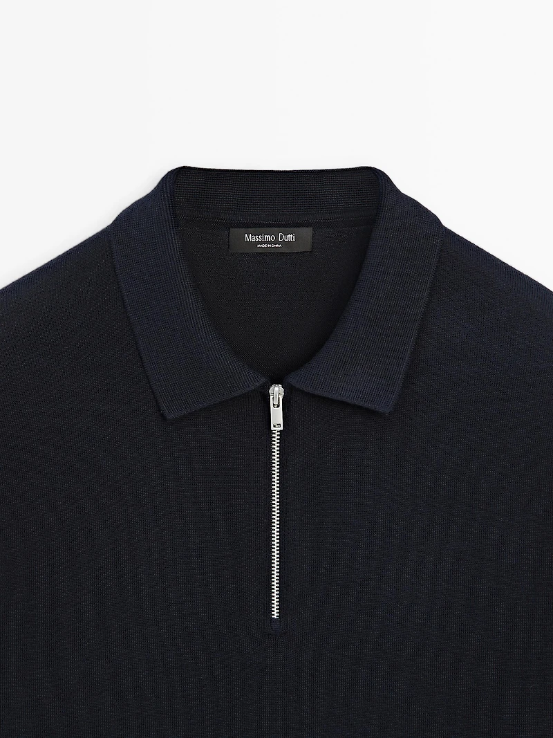 Pull polo maille fermeture Éclair