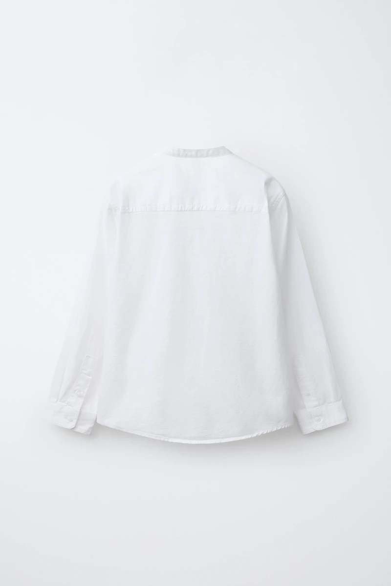TEXTURED MANDARIN COLLAR SHIRT