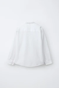 TEXTURED MANDARIN COLLAR SHIRT