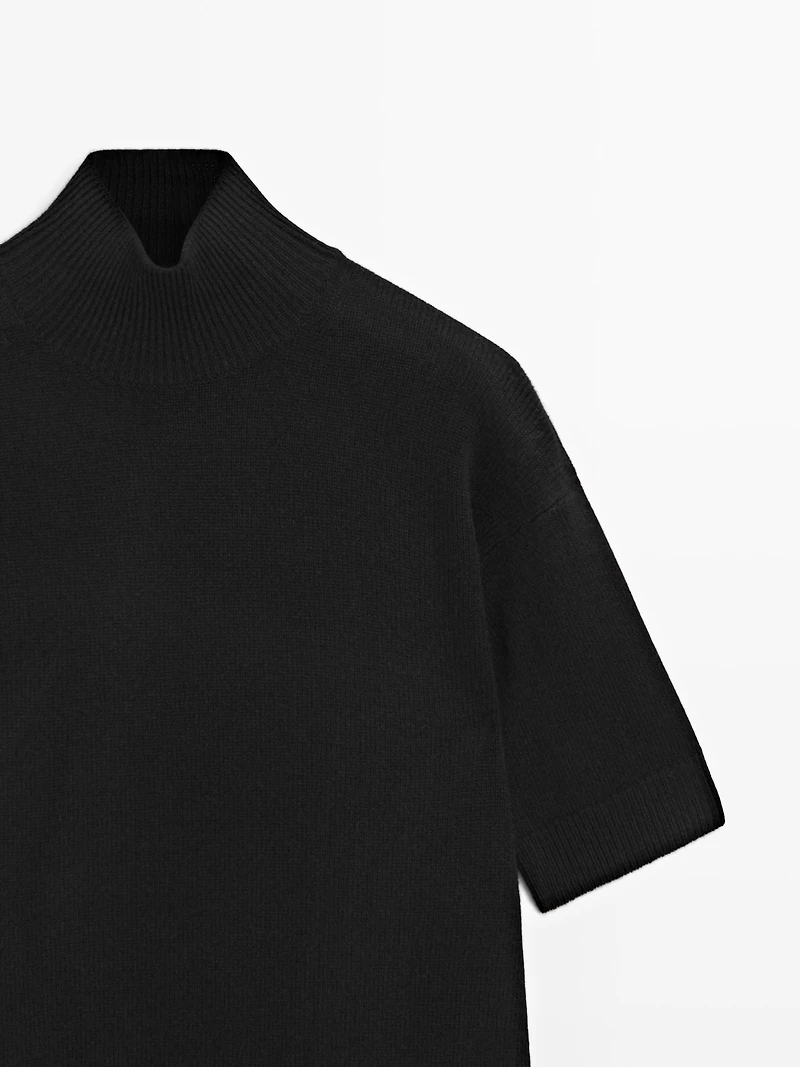 Pull en maille 100 % laine à manches courtes